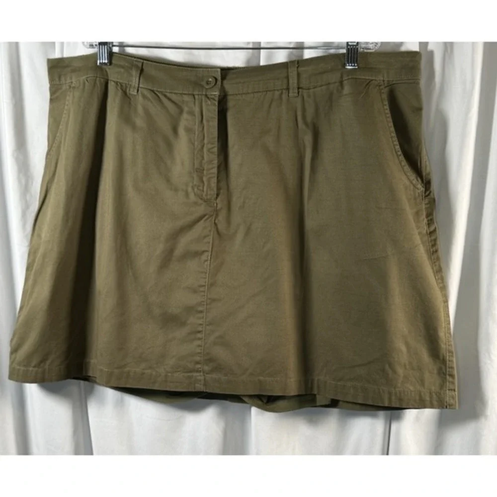 Ellos Olive Green Cotton Blend‎ Stretch Skort Plus 22 Mini Skirt Casual  82-20